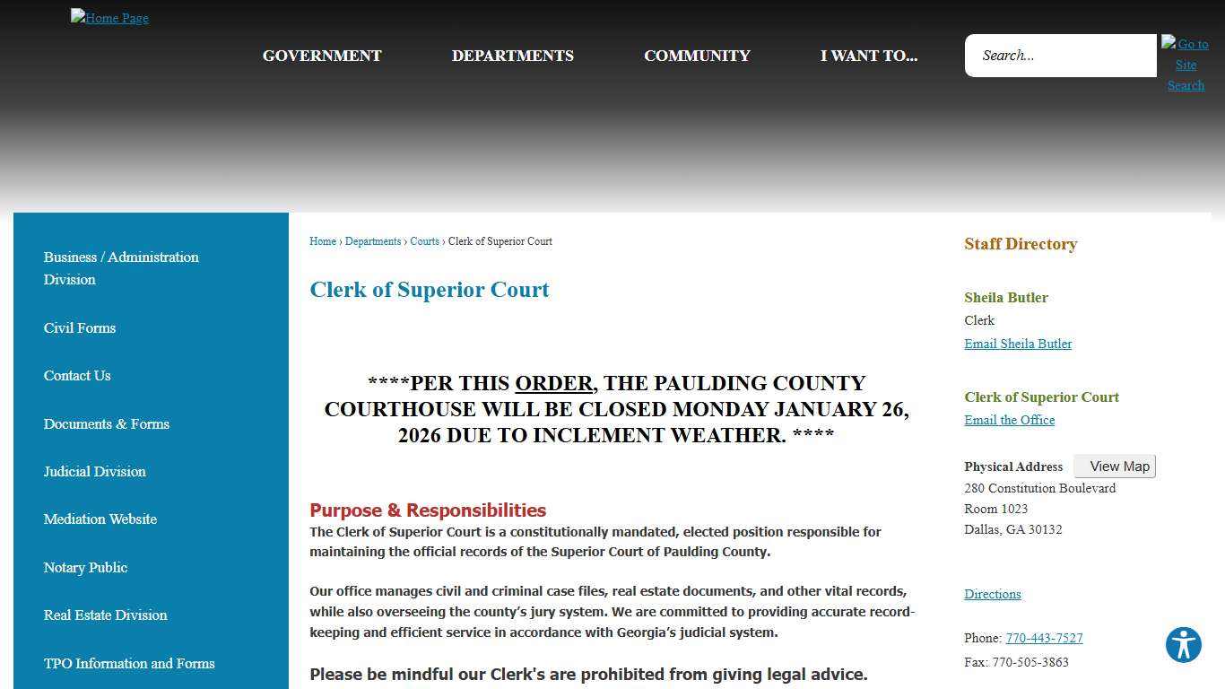 Clerk of Superior Court Paulding County, GA